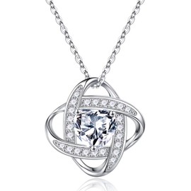 Iefil Iefil April Birthstone, Necklace for Women, Sterling Silver, Simulated Diamond, Anniversary Birthday Gifts for Wife Girlfriend Mom Women