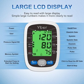 Blood Pressure Monitors CE Approved UK,Large Cuff Blood Pressure Machine Medical BP Monitor Upper Arm BP Cuff for Home Use Heart Rate Hypertension Monitor, Cuff 22-44cm Large Backlit Screen Display