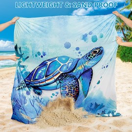 HIHOHO Beach Blanket, Sandproof Beach Mat, Waterproof Quick Drying Lightweight Outdoor Aztec Picnic Mat 79" X 83" for 2-4 Adults with Pocket for Travel, Camping, Hiking