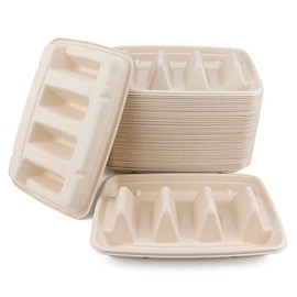 50Pcs Disposable Taco Holder, Paper Taco Holders, Taco Plates with Dividers, Taco Stand for Taco Party