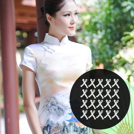 HEALLILY 20 Pairs Chinese Fastener Buttons Handmade Sewing Fasteners Cheongsam Knot Frog Buttons Fastener (White)