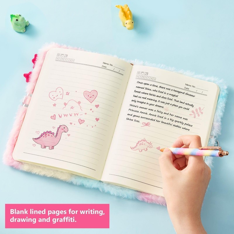 WERNNSAI Pink Axolotl Plush Kids Notebook