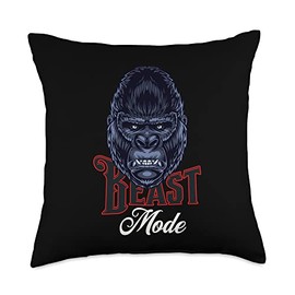 Gorilla Mode Silverback Gym Animal Workout Fitness Lifting Throw Pillow