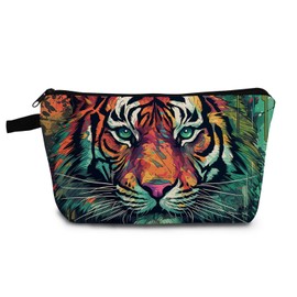 YULUENZE Tiger Gifts Tiger Makeup Bag Cute Small Organizer Bag with Zipper Tiger Print Cosmetic Bag Birthday Gifts for Tiger Lovers Women Friends