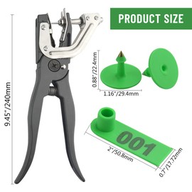 WMYCONGCONG 1-100 Number Green Plastic Livestock Ear Tags with Applicator for Sheep, Goat, Deer & More
