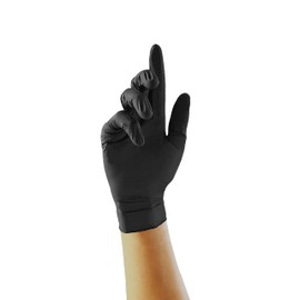 Ink Jungle Protect Black Nitrile Gloves GA0042 GA0043 GA0044 GA0045 - Heavy Duty, Multipurpose, Powder Free & Latex Free Disposable Examination Gloves, Box of 100 Gloves, Black (Small)