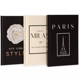 Blossoma Set of 3 Faux Decorative Books for Home Decor, Coffee Table - Hardcover, Small