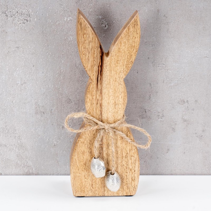 levandeo Rabbit H20 cm Mango Wood Metal Easter Bunny Easter