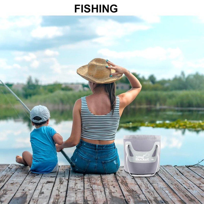 Qualore Camping Collapsible Bucket, 12L Handy Folding Water Container Portable