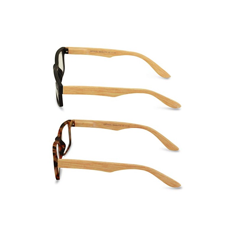 V.W.E. 2 Pairs of Wood Grain Printed Temple Arm Reading