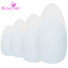 False Nails by Bling Art White Matte Almond Stiletto 24 Fake Long Acrylic Tips