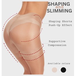 OVISSA Women's High Waisted Slimming Shaping Tights 40DEN I High Compression Neutral Tummy Control Top Tights for Women I Contour Stomach Leg Slimming Butt Push Up Brazil Effect I L