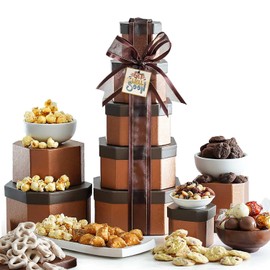 Broadway Basketeers Get Well Gift Basket Tower – Gourmet Care Package with Cookies, Sweet & Savory Snacks for Men, Women – Encouraging Get Well gifts for Recovery, After Surgery, Thinking of You