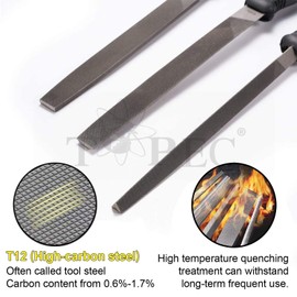 Topec 26 PCS Metal File Set, Grade T12 Forged Alloy Steel, Flat/Triangle/Half-round/Round File Set for Metal Work, Ideal Wood Rasps for Woodworking