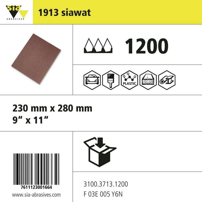 SIA Abrasives 3100.3713.1200 Series 1913 siawat Standard Coated Abrasive Sheet,