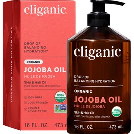Cliganic Aceite de Jojoba Orgánico a Granel con Bomba Dispensadora 480 ml