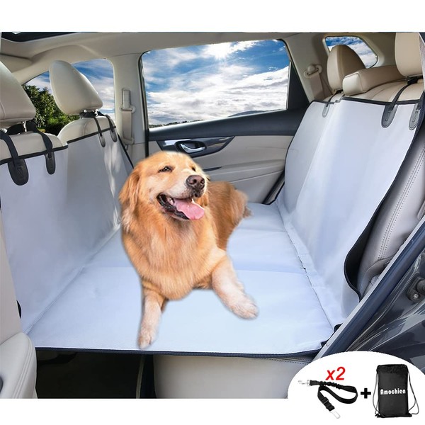 AMOCHIEN Back Seat Extender for Dogs - Backseat Pet Bridge, Dog Hammock Covers Entire Back Seat, Rear Pet Foam Platform Divider Barrier Water Resistant, Ideal for Trucks, SUVs, and Full Sized Sedans…