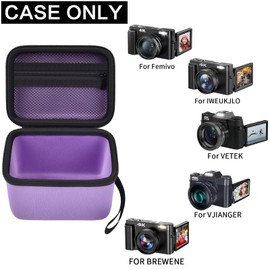 Vlogging Camera Case Compatible with Duluvulu/for TEBNGIHNM/for zheozeig/for Oiadek 4K Digital Cameras for Youtube. Vlog Camera Carrying Storage for Lens, Cable and Other Accessories - Purple