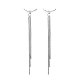 QIAMNI Smile Arc Ear Line Earrings for Women Temperament Fashion Hanging Long Tassel Earrings for Girls Dainty Jewelry, plated