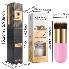 Aliver 2-in-1 Concealer Stick & Liquid Foundation Set with Cosmetic Brush, Full Coverage, Pore-Minimizing, Sunscreen Base, Makeup Kit, Color 01