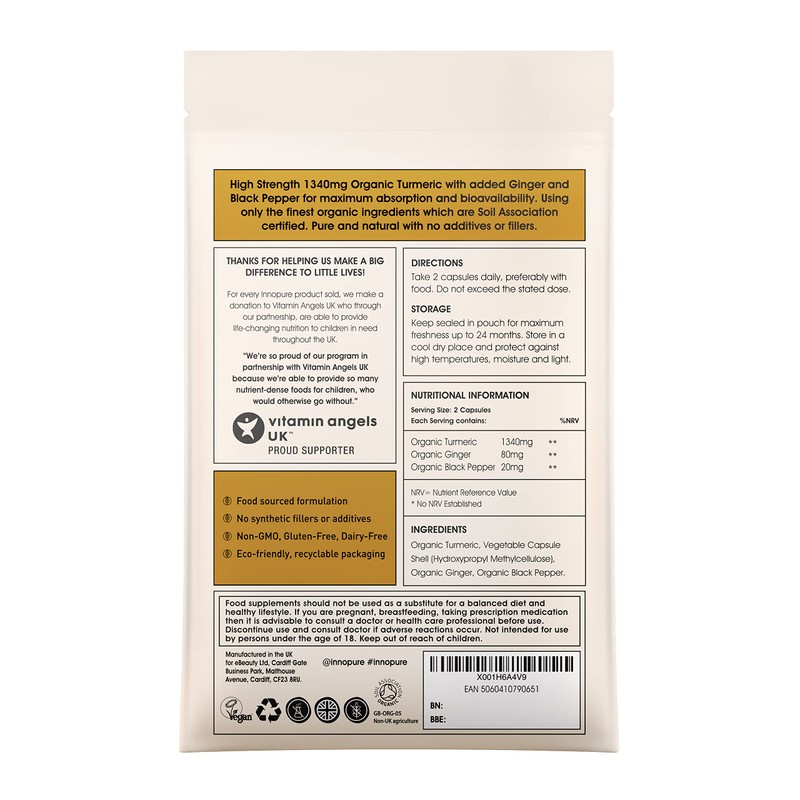 Organic Turmeric with Black Pepper & Ginger (No Fillers or