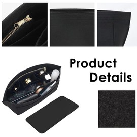 SEPYIQI Purse Organizer insert for NEVERFULL,SPEEDY,Tote Bag Organizer insert Multi Pocket Felt Handbag Organize (Black, L)