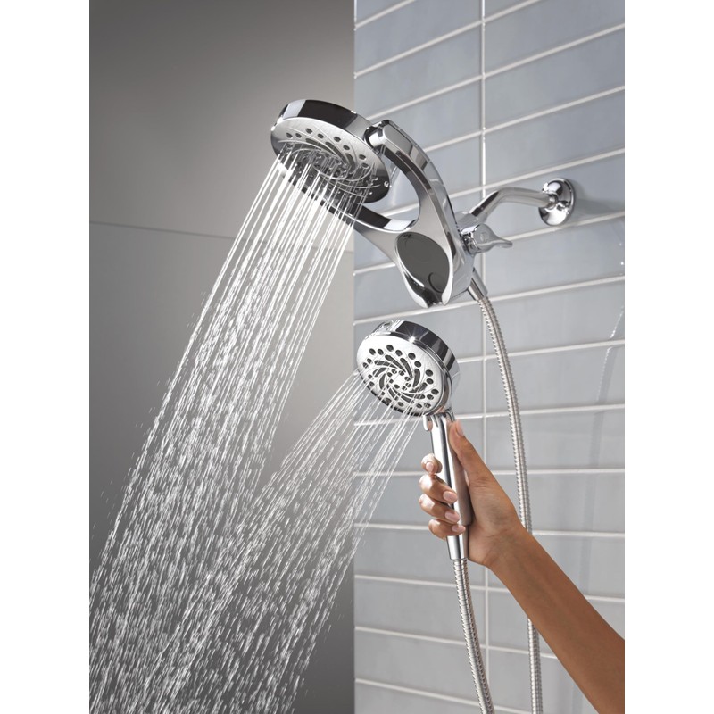 Delta 5-Setting HydroRain 2-in-1 Dual Shower Head with ProClean Spray,