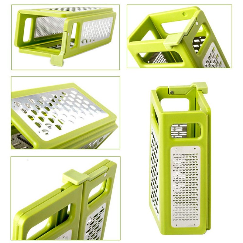 4 Sides Versatile Vtainless Steel Box Grater, Foldable Kitchen Gadget