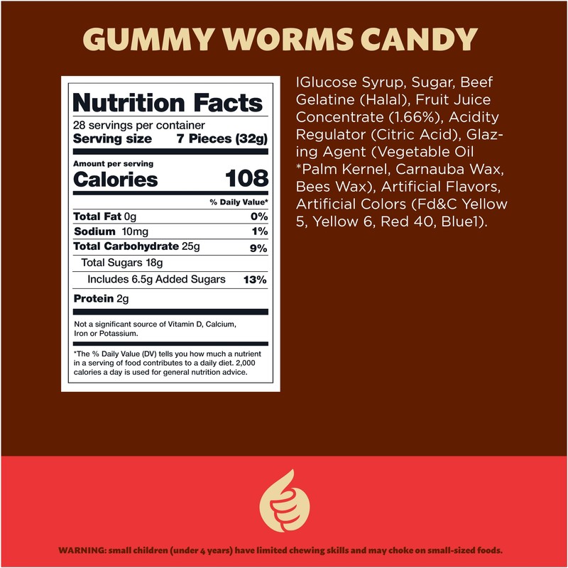 Gummy Worms Candy | 2 Pound Bag | Chewy Halloween