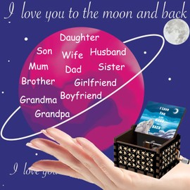 Wooden Music Box for Daughter,Son,Wife,Husband,Girlfriend,Dad,Mum,I Love You to the Moon and Back,Tune You Are My Sunshine,Vintage Musical Box to Boyfriend on Birthday,Mother’s Day,Valentine’s Day
