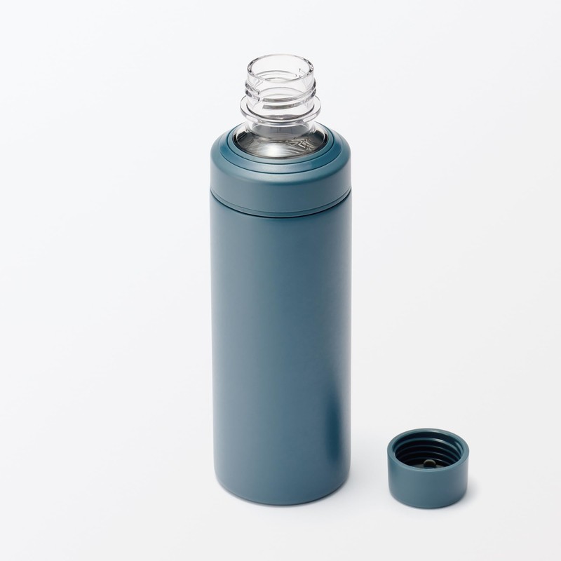 Mujinrushi Stainless Steel Carbonation-Safe Insulated Bottle - Dark Blue 600mL
