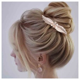 Iaceble French Metal Leaf Hair Comb Crystal Flower Bridal Hair Combs Gold Leaves Hair Comb Headpieces Bride Wedding Leaf Hair Comb Decorative Hair Accessories for Women and Girls Headdress (Gold)