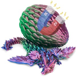 TBOLINE 3D Printed Dragon with Wings,Crystal Dragon Eggs with Flying Dragon Inside,Sensory Articulated Dragon in Egg Fidget Toy,Dragons Figure Toys (Green Purple)