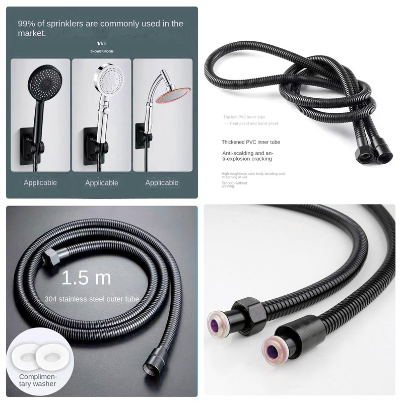 Universal Shower Hose Pipe Head Tap Hoses 1.5m Long Smooth
