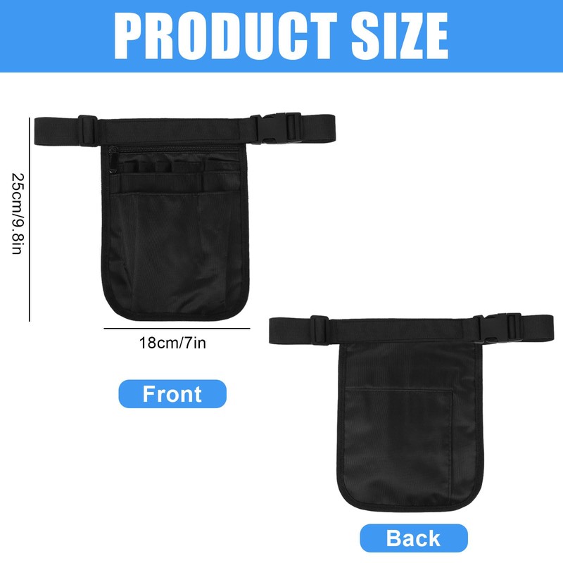 Nurse Bag, Belt Bag, Work Waiter's Bag with Belt, black
