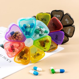 7 Day Pill Case for Medication, Vitamins, Fish Oils, Supplements, Travel Pill Box (Black)