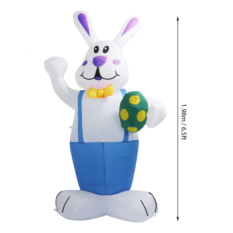 6.5FT High Easter Blue Bunny Holding Easter Egg Inflatable Yard