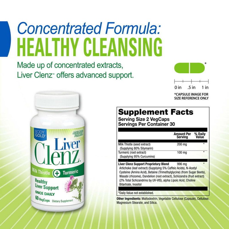 BodyGold Body Gold Liver Clenz, Healthy Liver Support, 60 Veg