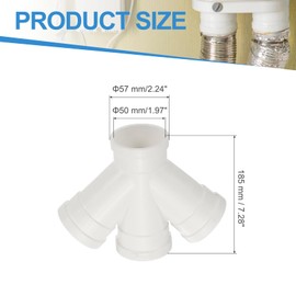 PATIKIL Double Wye Duct Splitter, 2" to 2" (Socket x Socket x Spigot) PVC Adapter Pipe Fitting Duct Pipe Connector for Air Ventilation Exhaust DWV (Drain, Waste and Vent), White