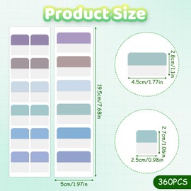 360PCS Sticky Index Tabs, 4.5x2.8cm & 2.5x2.7cm - Colorful Page Markers Tabs for Notebooks, File Tab Flags for Book Tags Stickers Index Markers for Annotating Books, Documents, File Fold