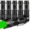 HYVCZP 6 Pack Mini Green LED Flashlight - Zoomable, Single