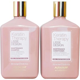 AlfaParf Keratin Therapy Smooth Design Care Set - Shampoo + Conditioner 2 x 250ml + Gift