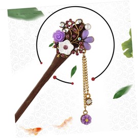 Ipetboom Classic Wooden Hair Stick Retro Hairpin Traditional Design Stylish Vintage Flower Hairpin for Women for Hair Styling Random