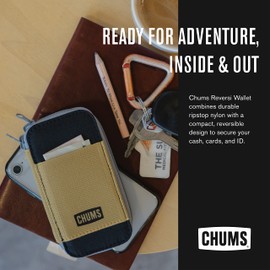 Chums Reversi Polyester Wallet – Reversible Zippered Pouch for Men and Women (Tree Waves)