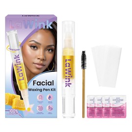 LaWink Natural Eyebrow Wax Wand, Waxing Pen Hair Removal Kit for Eyebrows, Sugar Wax Pen 20 Cotton Strips + 4 Wax Wipe Removing Unwanted Hair on Body, Face, & Bikini Line