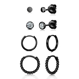 WOVEE Earrings Set Round Cubic Zirconia Ball & Hoop Earrings Silver 925 Gold Cubic Zirconia Women Men Girls 3 mm 4 mm 10 mm 12 mm, Cubic Zirconia, Cubic Zirconia