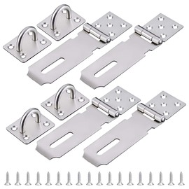 Pack of 4 Lockable Deadbolt Locks, Lockable Padlock Holder, Door Lock with Screws, Hasp Lock Bolt