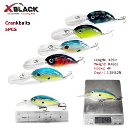 XBLACK Hard Fishing Lures Set Minnow Popper Jointed VIB Shrimp Frogs CrankBaits for Beginner Starter, XBLACK Baits, Catch Big Fish! (48 pcs-E)