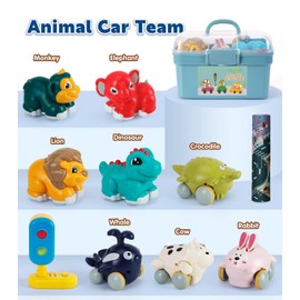HahaGift HahaGift Animal Car Toys for 1 Year Old Boys Gifts, Baby Boy Toys 12-18 Months Truck Toy, Pull Back Cars for 1 2 Year Old Girls, 1 Year Boy Birthday Gift for Childrens Toddler Toy 1-2 Years