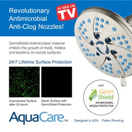 Hotel Spa AquaCare As-Seen-On-TV High Pressure Spiral 6-mode 6 inch Rain Shower Head with Special Hygienic Anti-clog Nozzles for Cleaner, More Powerful Shower Top American Brand/Satin Nickel Finish